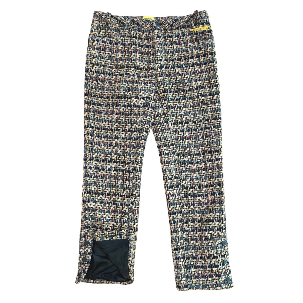 Diet Starts Monday Pants Womens 36 Multi Polyester Basketweave Streetwear Luxury